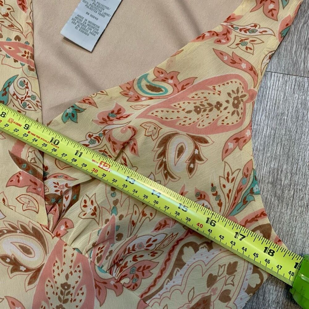 Dress Barn Cream Midi Dress with Coral & Teal Paisley Print - Picture 6 of 8